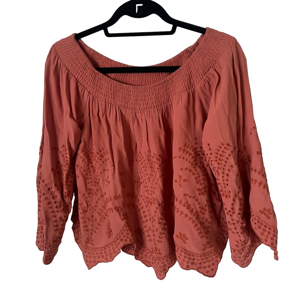 ASTR THE LABEL Orange Eyelet Top